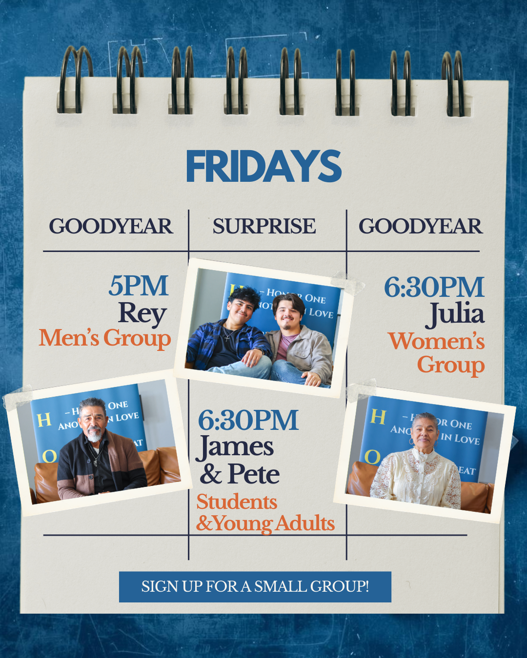 Friday Small Groups Schedule